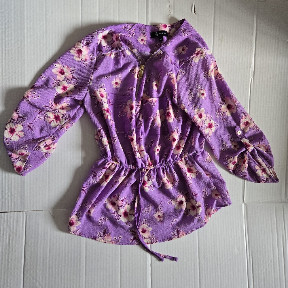 Lily Morgan Purple Floral Top Size S